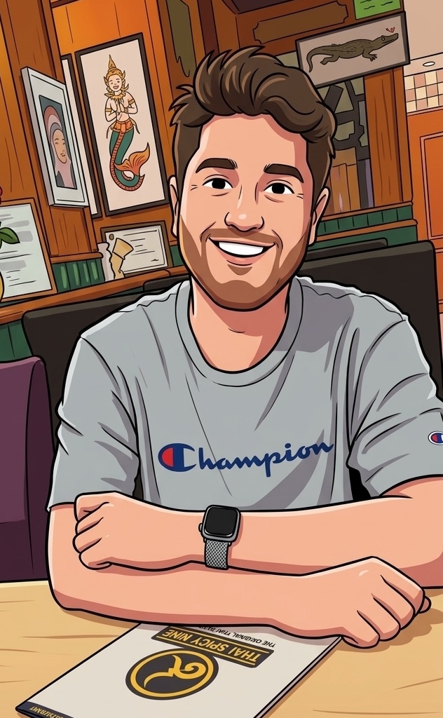 Illustrated portrait of Noam Adda